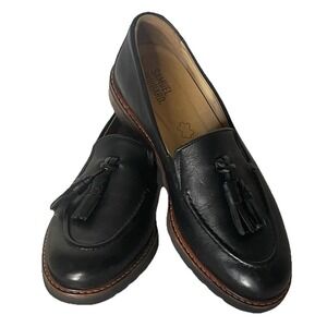 Samuel‎ Hubbard Women's 6.5 M Black Leather Tassel Loafers Made in Portugal